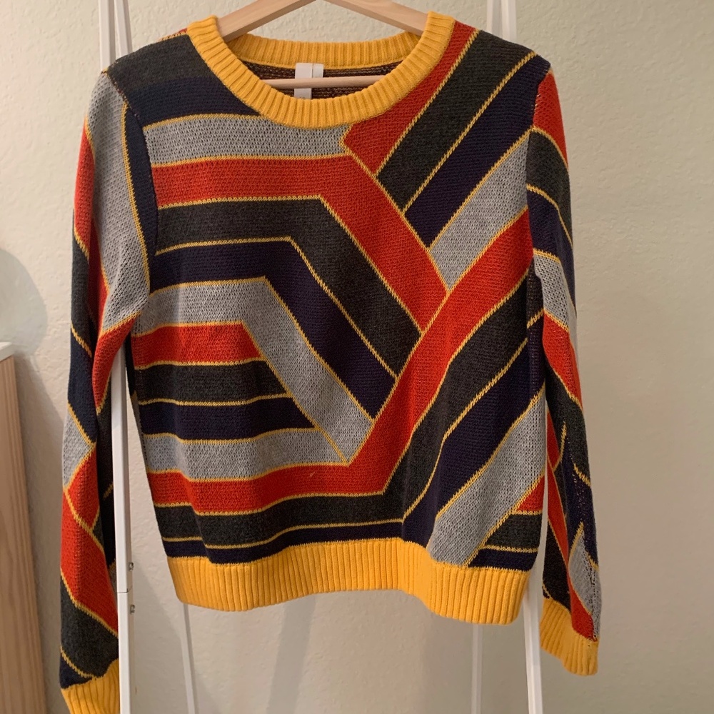 Anthropologie SI-IAE Colorful Geometric Sweater
